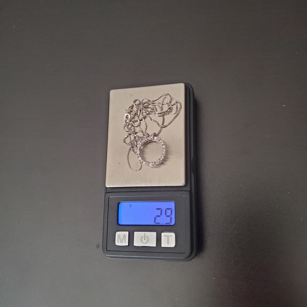 14k Solid White Gold Infinity Diamond Necklace - image 4